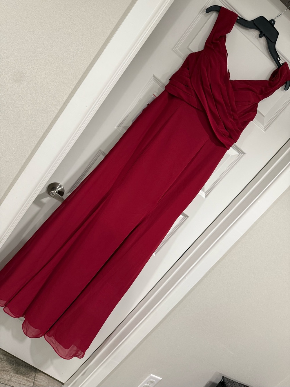 Azazie Burgundy Chiffon Maxi Dress